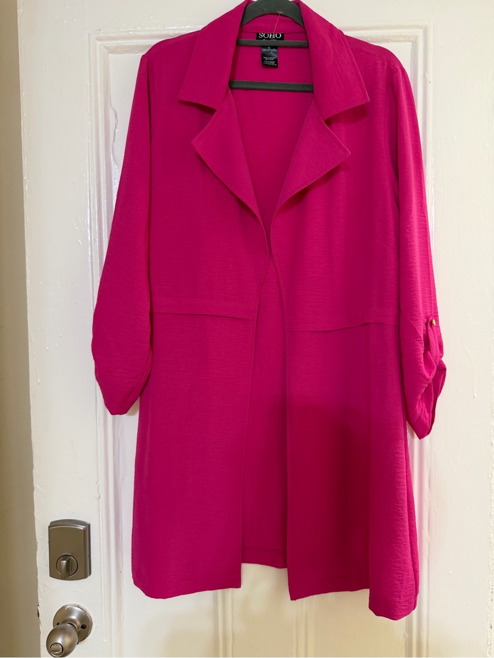 SOHO Women's Fuchsia Open Front Blazer - Picture 2 of 6